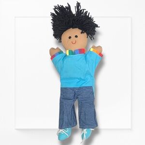 Cloth Hand Puppet Boy Character Multicultural Playtime Brown/Black by Treehugers